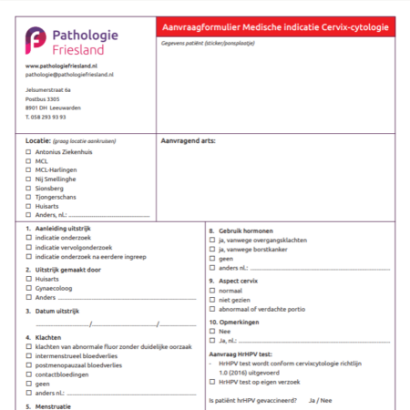 Pf03 Formulier Medische Indicatie Cervix Cytologie 25.08.2023